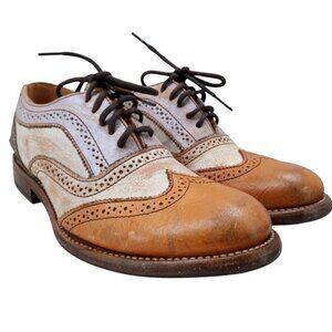 Bed Stu Lita Cobbler Wingtip Brogues Oxford Loafers Size 8.5 Leather Distressed